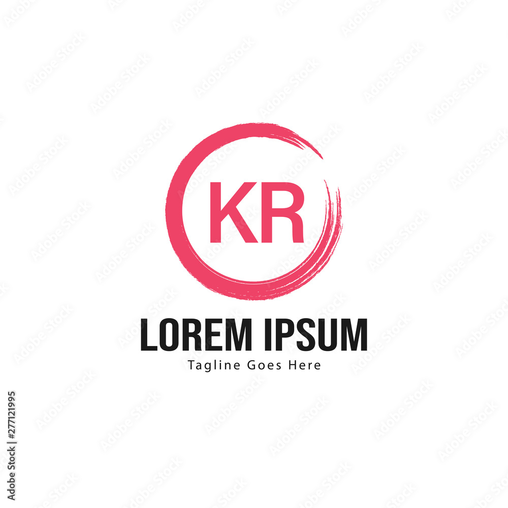 Initial KR logo template with modern frame. Minimalist KR letter logo vector illustration Initial KR logo template with modern frame. Minimalist KR letter logo vector illustration