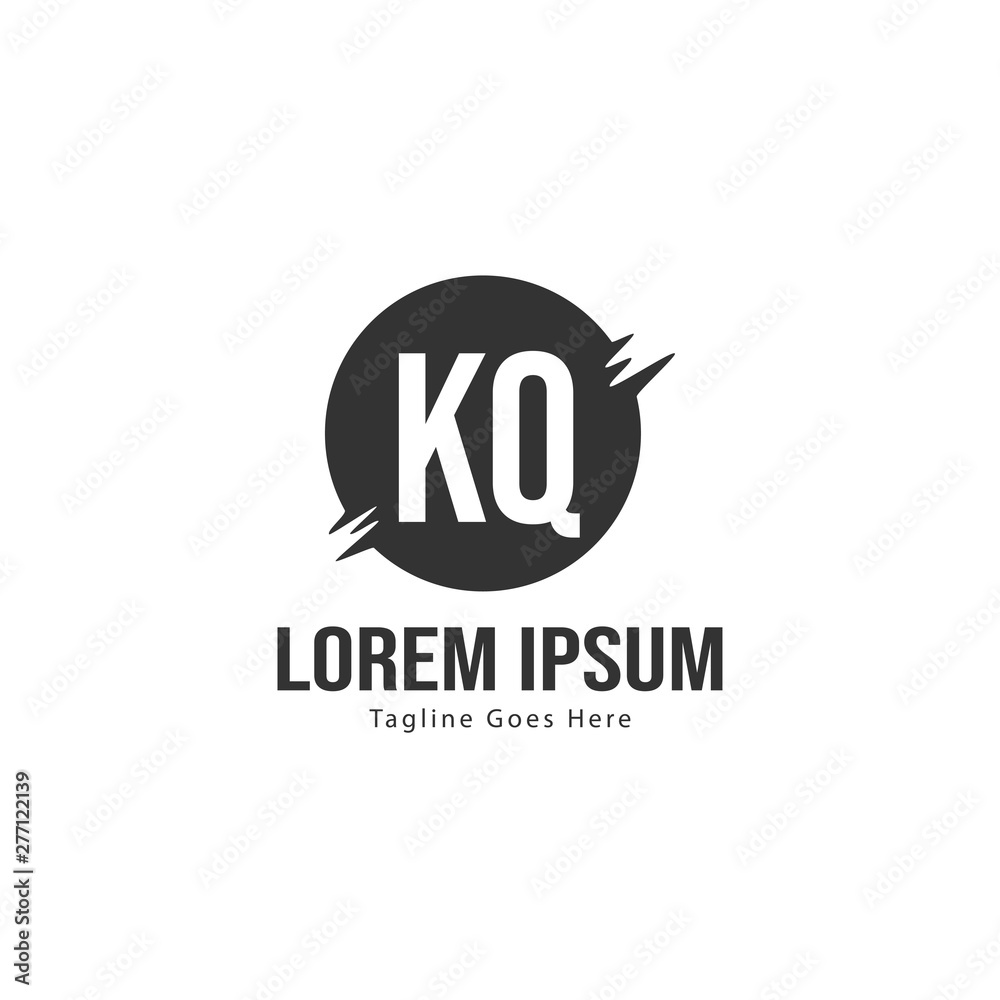 Initial KQ logo template with modern frame. Minimalist KQ letter logo vector illustration