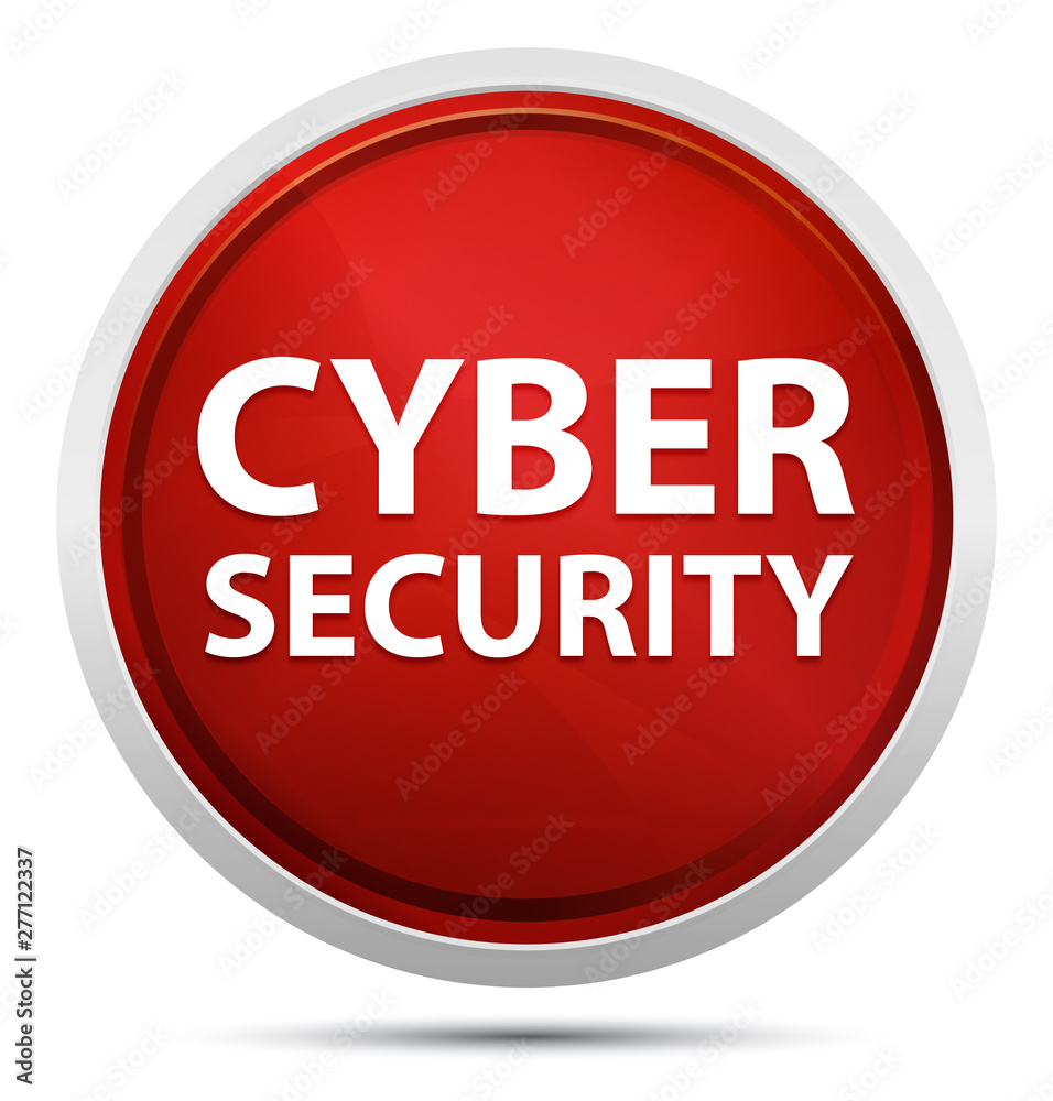 Cyber Security Promo Red Round Button