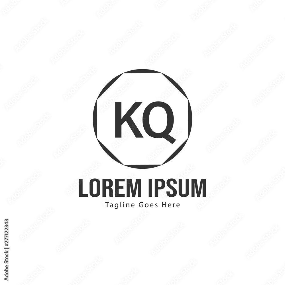 Initial KQ logo template with modern frame. Minimalist KQ letter logo vector illustration Initial KQ logo template with modern frame. Minimalist KQ letter logo vector illustration