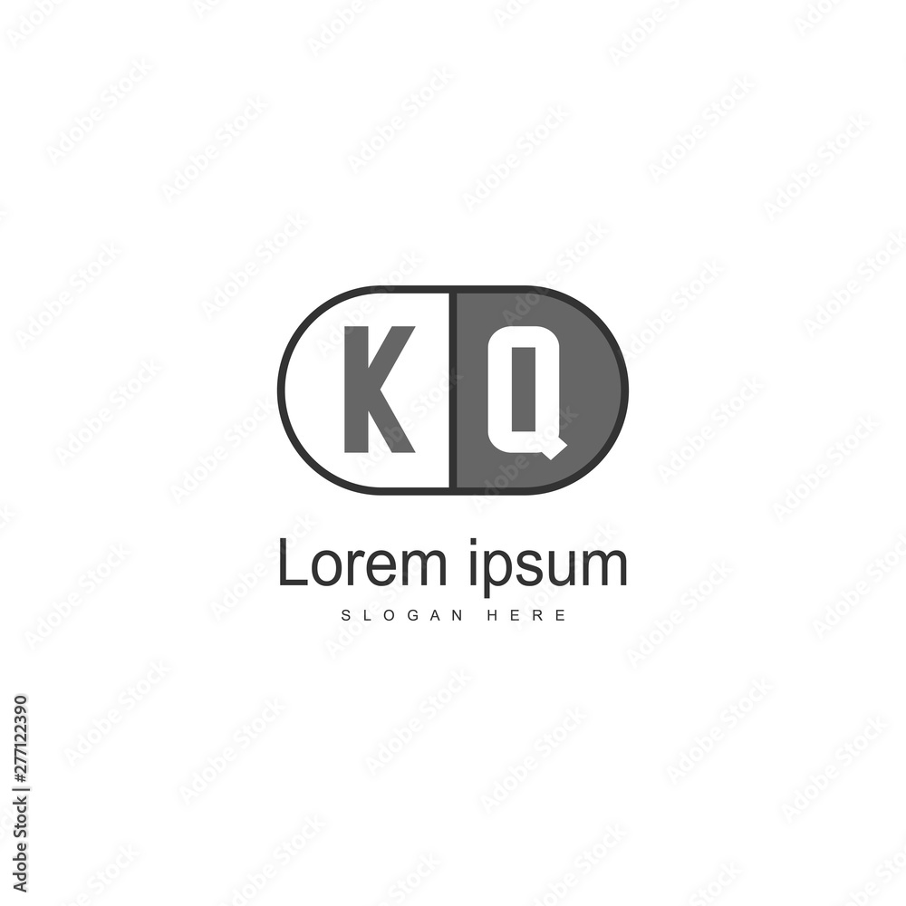 Initial KQ logo template with modern frame. Minimalist KQ letter logo vector illustration