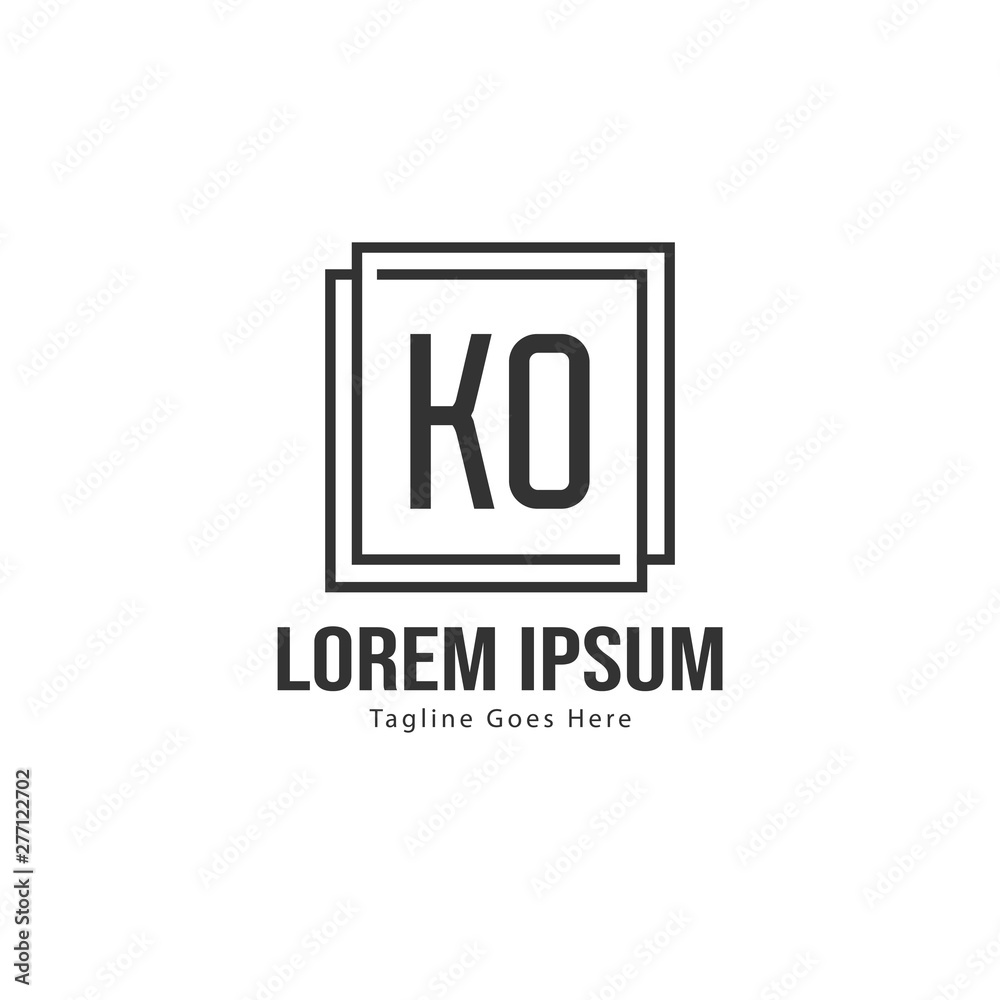 Initial KO logo template with modern frame. Minimalist KO letter logo vector illustration Initial KO logo template with modern frame. Minimalist KO letter logo vector illustration