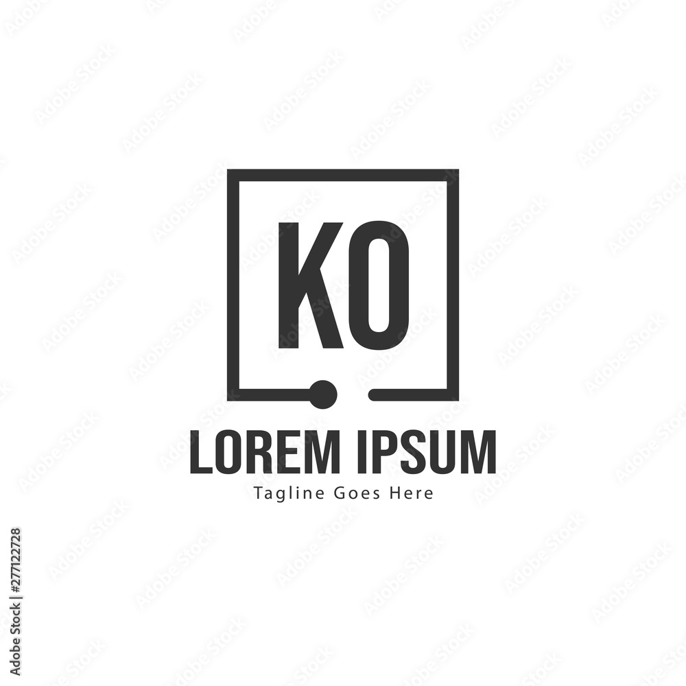 Initial KO logo template with modern frame. Minimalist KO letter logo vector illustration Initial KO logo template with modern frame. Minimalist KO letter logo vector illustration