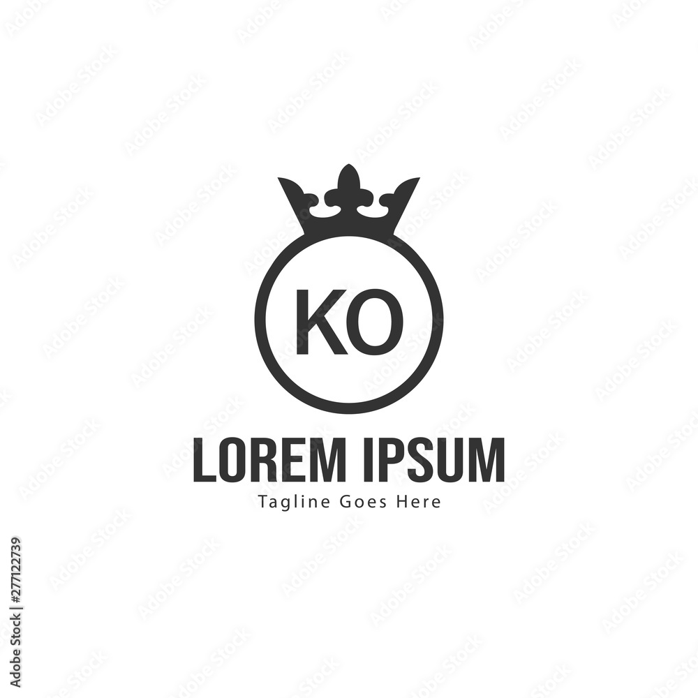 Initial KO logo template with modern frame. Minimalist KO letter logo vector illustration Initial KO logo template with modern frame. Minimalist KO letter logo vector illustration
