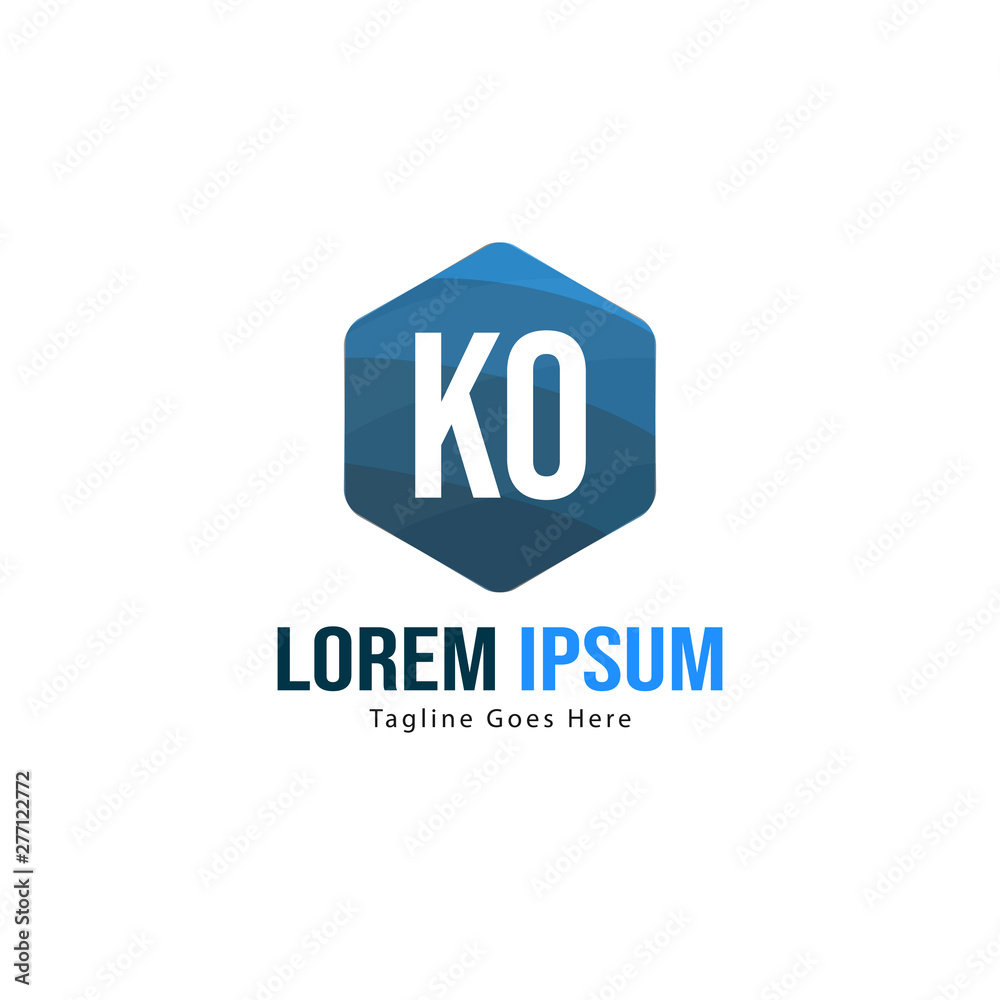Initial KO logo template with modern frame. Minimalist KO letter logo vector illustration Initial KO logo template with modern frame. Minimalist KO letter logo vector illustration
