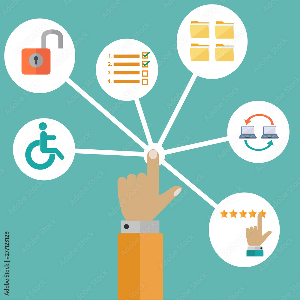 User interface with easy access icons vector concept