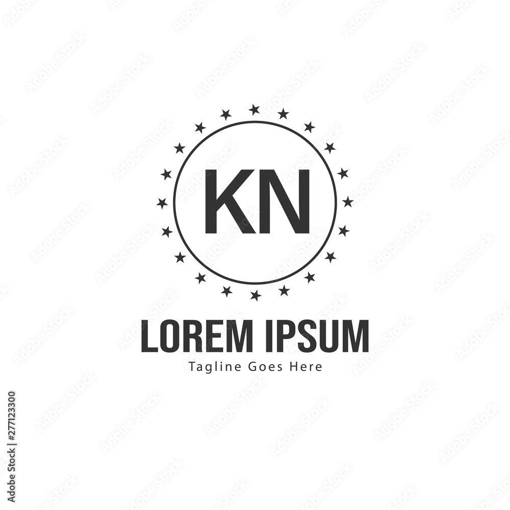 Obraz premium Initial KN logo template with modern frame. Minimalist KN letter logo vector illustration