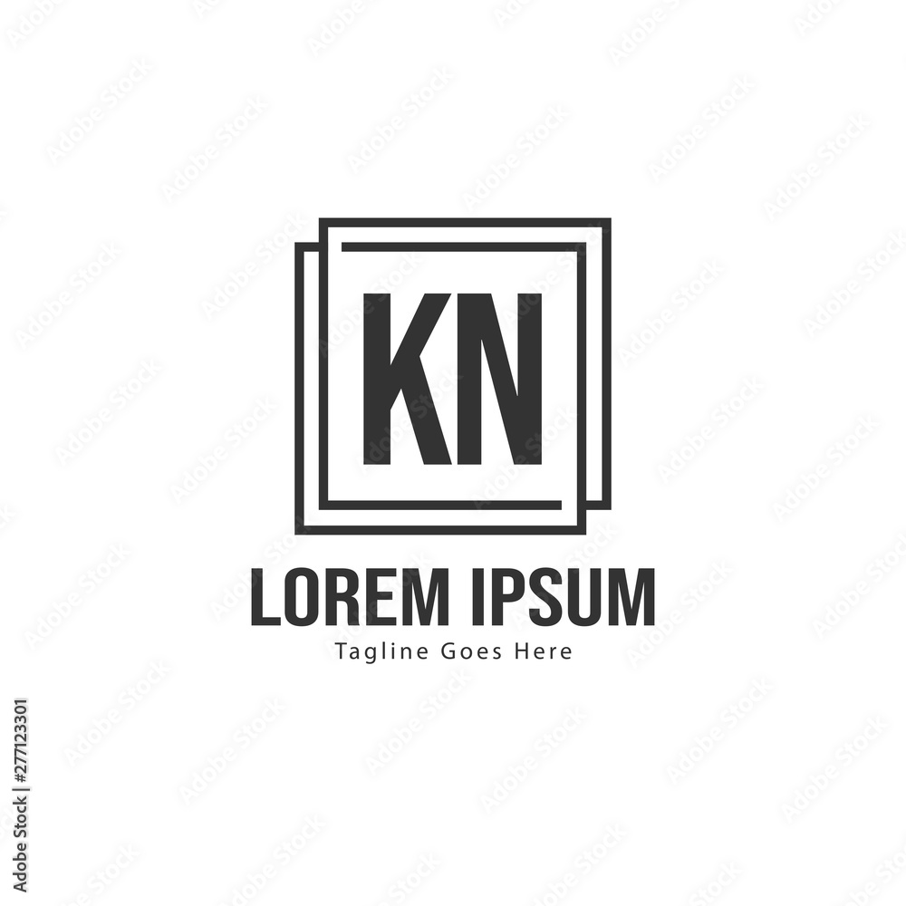 Initial KN logo template with modern frame. Minimalist KN letter logo vector illustration