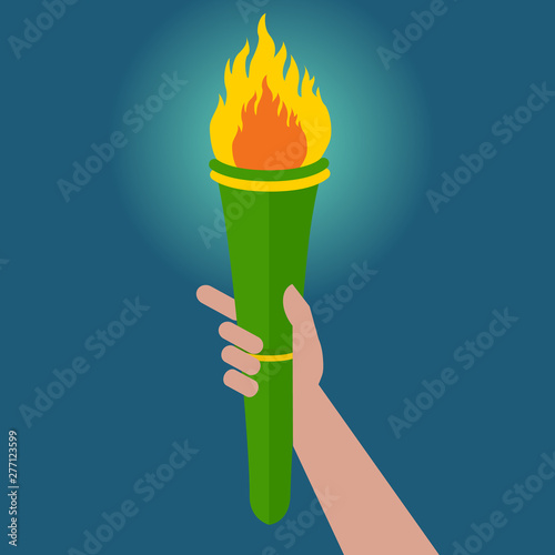 Torch in hand held high vector illustration