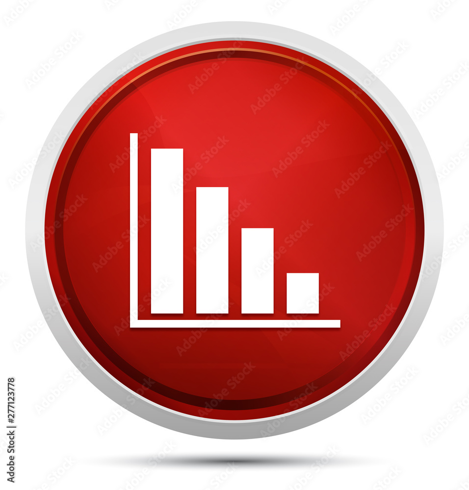 Statistics down icon Promo Red Round Button Statistics down icon Promo Red Round Button