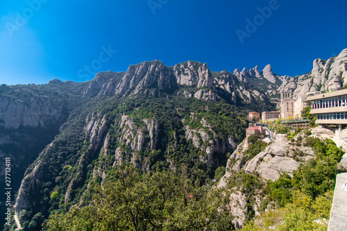 Aerial view on Santa Maria de Montserrat Abbey in Montserrat mountains, Spain © F8  \ Suport Ukraine