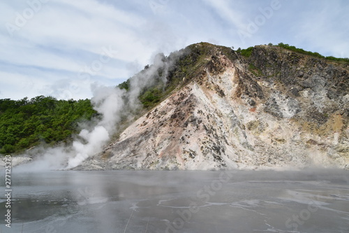 Volcanic lake in Noboribetsu, Japan