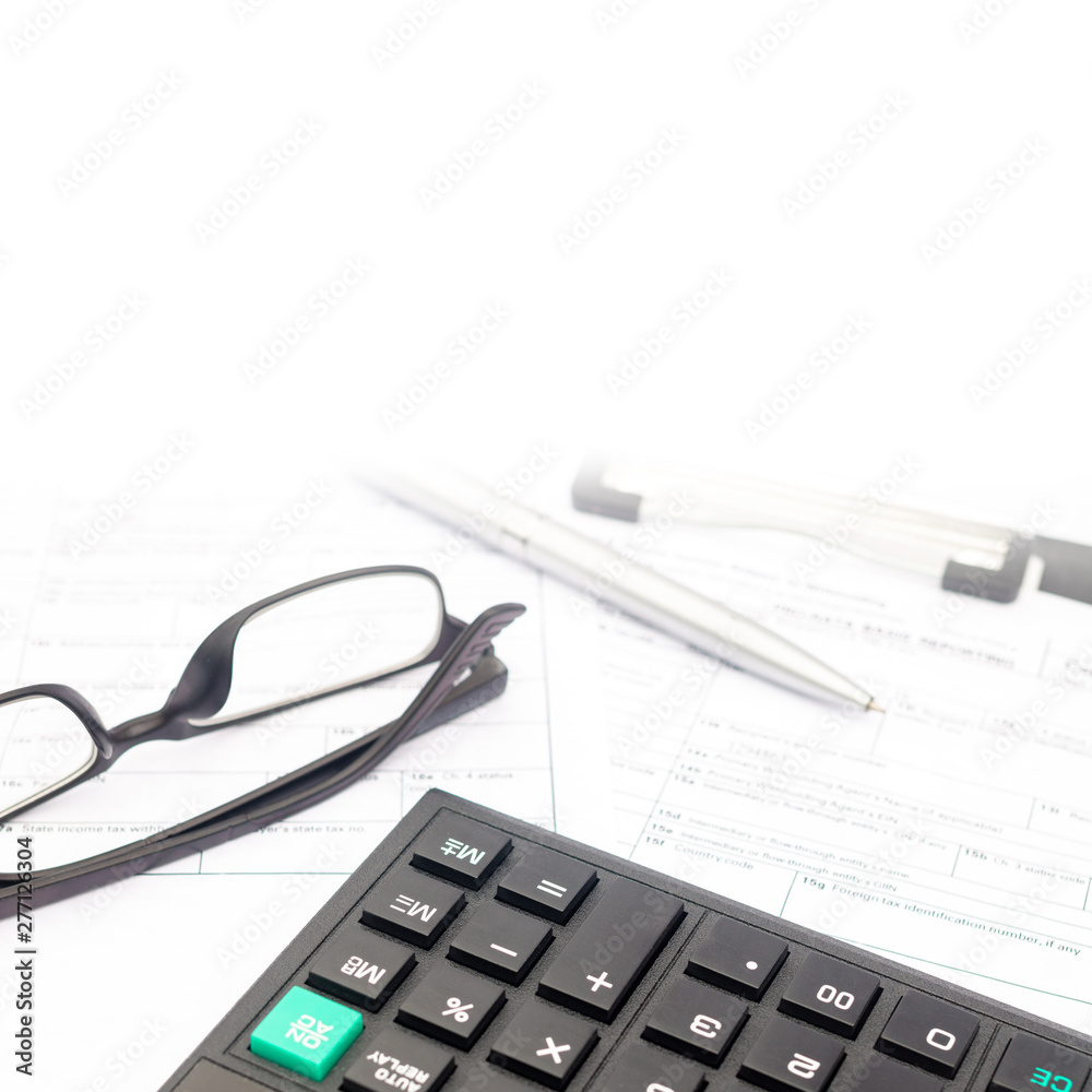 calculator and documents for working on the table, Finance and savings, Business concept. calculator and documents for working on the table, Finance and savings, Business concept.