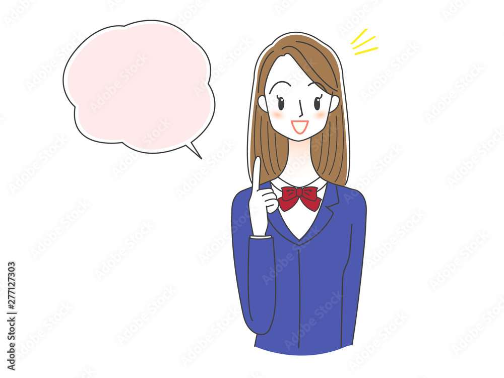 女子学生と吹き出しイラスト