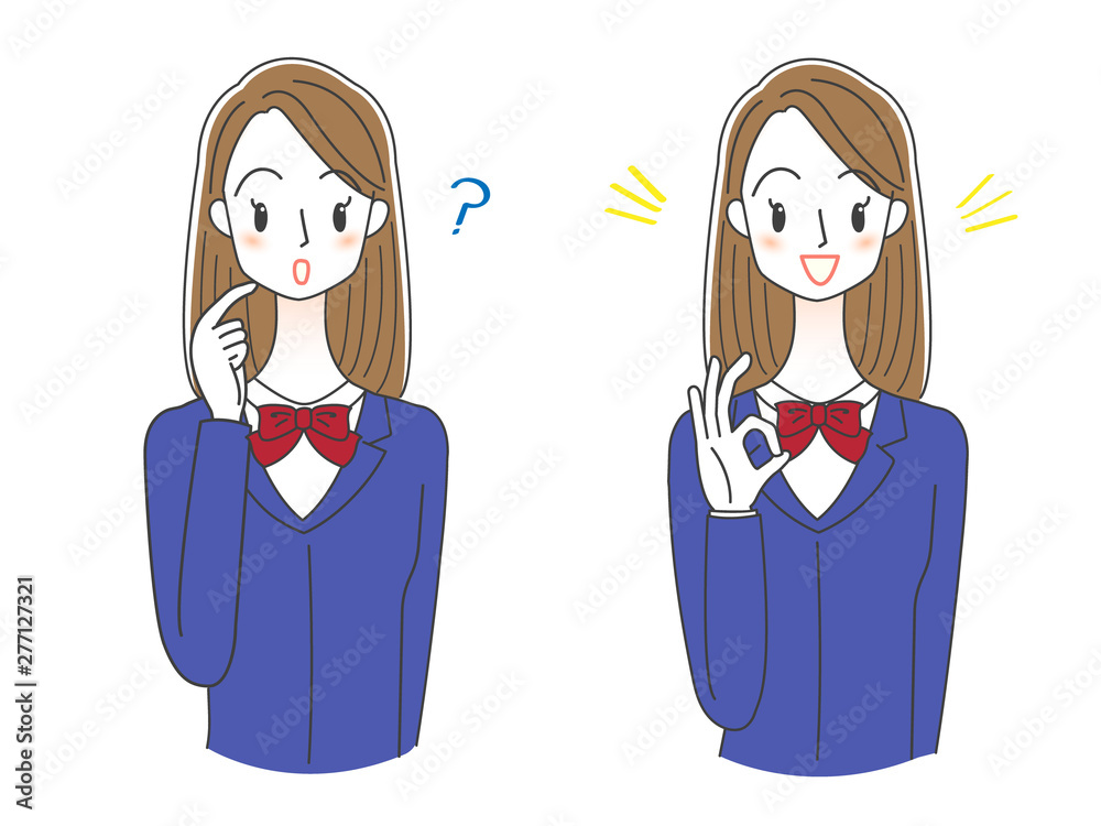 制服を着た女子学生のイラスト 制服を着た女子学生のイラスト