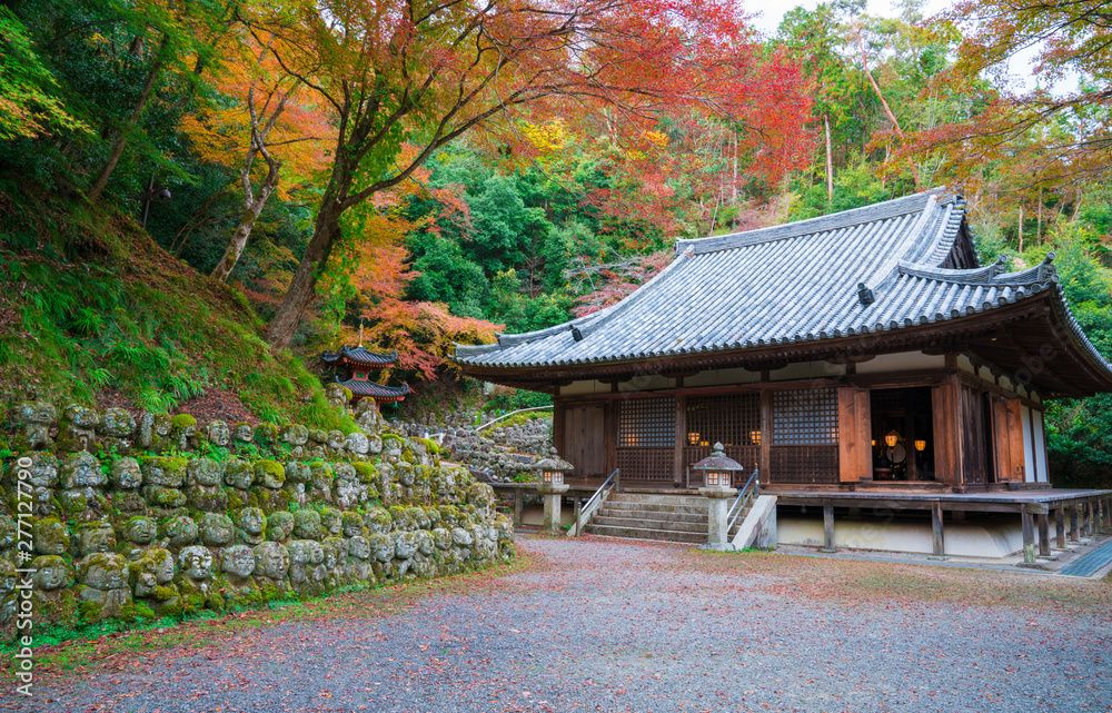 京都　愛宕念仏寺（おたぎねんぶつじ）の千二百羅漢と紅葉　