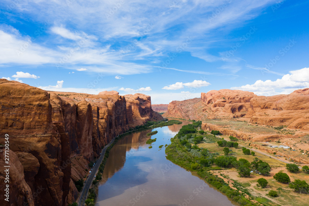 Cliffs and Colorado River in Moab, Utah