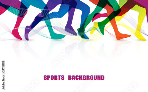 Sports people running. Marathon. Close Up colorful leg graphic. Illustration vector