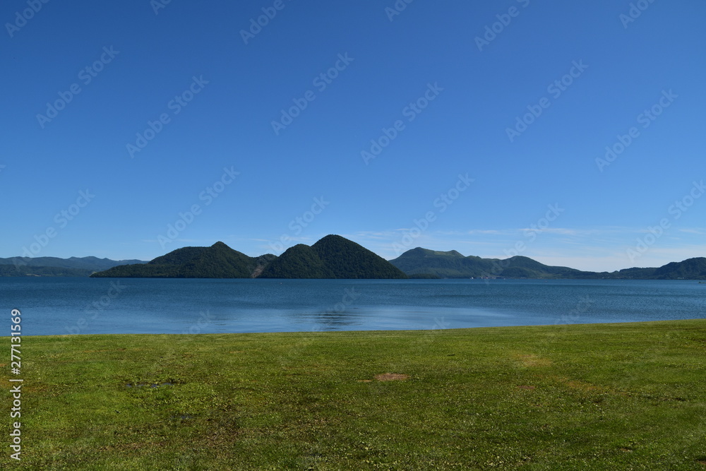Landscape with mountain and Lake Toya in Hokkaido, Japan Landscape with mountain and Lake Toya in Hokkaido, Japan