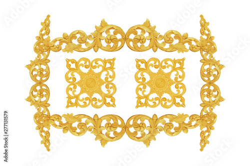 Ornament elements frame, vintage gold floral designs