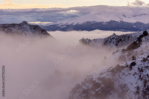 Winter sunset in the Andes mountains with fog in the valley © Pedro Suarez
