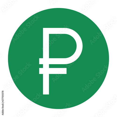 Flat ruble icon. Russian currency sign. Money cash green symbol isolated on background