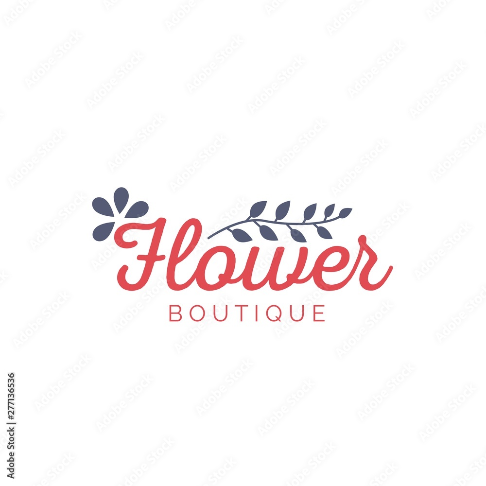 Flower logotype with leaf and flower illustration
