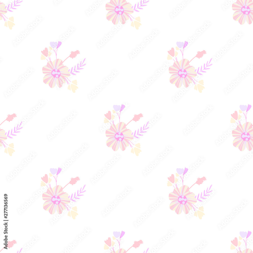 Abstract flowers seamless pattern for fabric design. Vector repeat illustrations. Romantic  twig and flora seamless pattern.Botanical wallpaper. Element decorative floral.