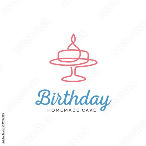 Birthday and wedding cake line art logo design