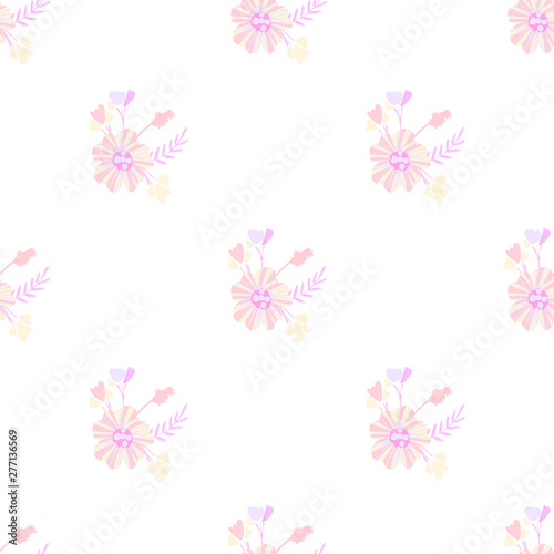 Abstract flowers seamless pattern for fabric design. Vector repeat illustrations. Romantic twig and flora seamless pattern.Botanical wallpaper. Element decorative floral. © WI-tuss