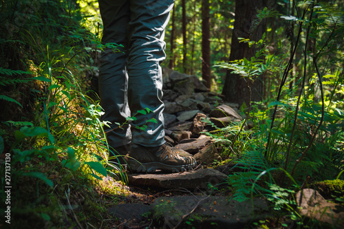 hiking boots in the mountains