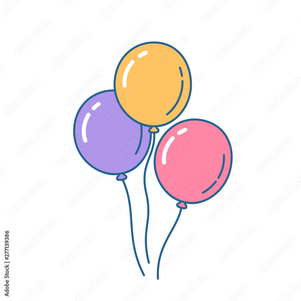 Bunch of balloons flying in the air. Happy birthday, party concept. Isolated vector illustration. Bunch of balloons flying in the air. Happy birthday, party concept. Isolated vector illustration.