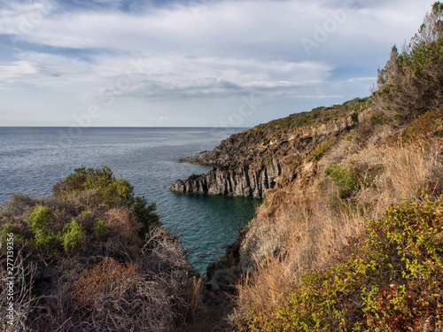 sky  sea and coastal landscape of the island of Pantelleria  Italy