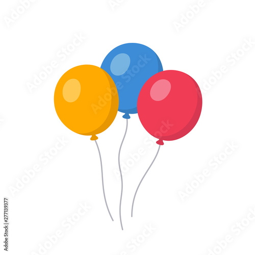 Bunch of balloons flying in the air. Happy birthday, party concept. Isolated vector illustration.