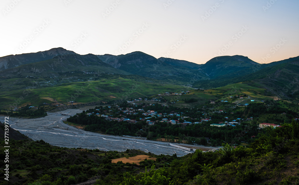 Mountain village Lahij, located in north Azerbaijan at early morning