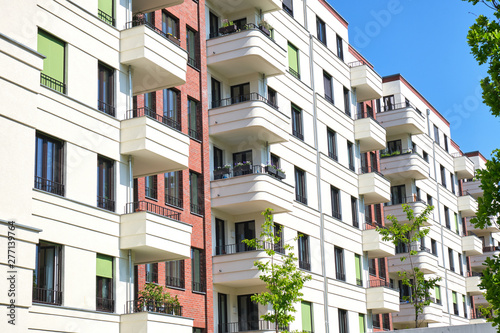 New white block of flats seen in Berlin, Germany