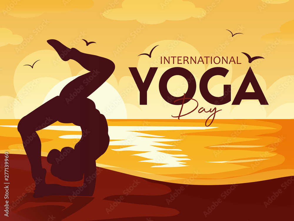 International yoga day web banner illustration