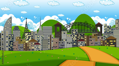 City landscape background scene