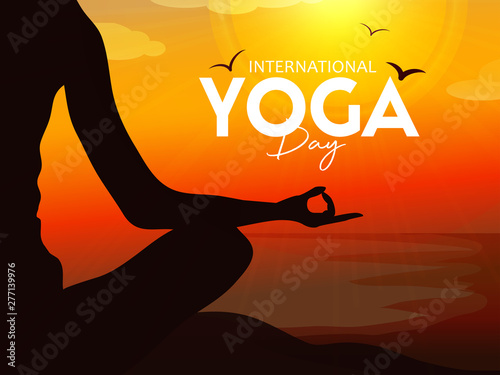 International yoga day web banner illustration