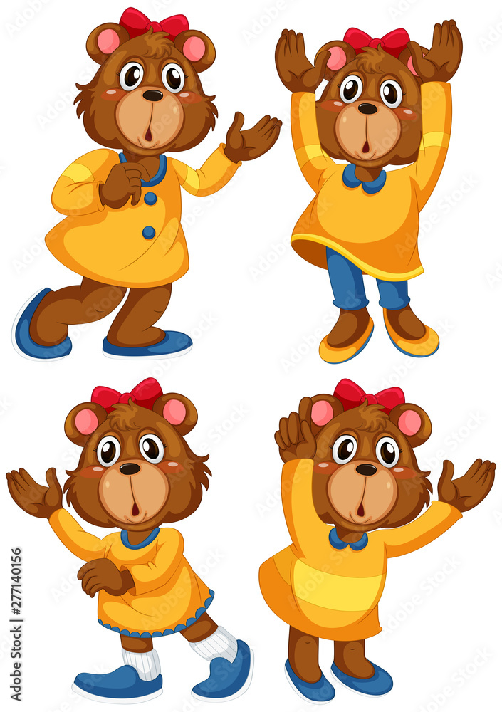 Fototapeta premium Set of bear cartoon character