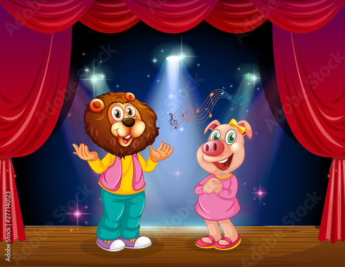 Animal perform on the stage