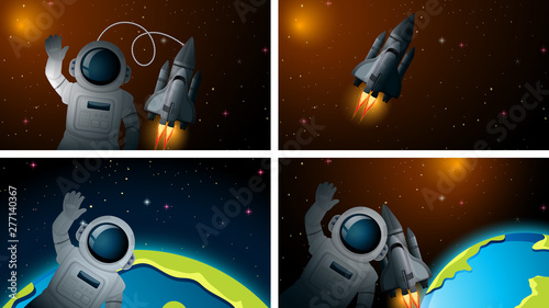 Set of astronaut in the space © GraphicsRF