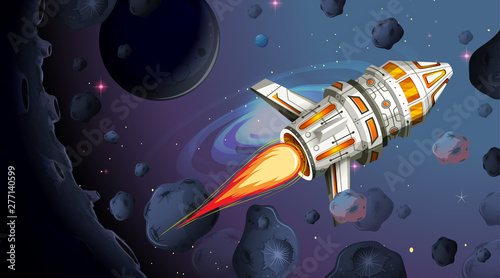 Fototapeta Naklejka Na Ścianę i Meble -  Rocket ship firing with space background