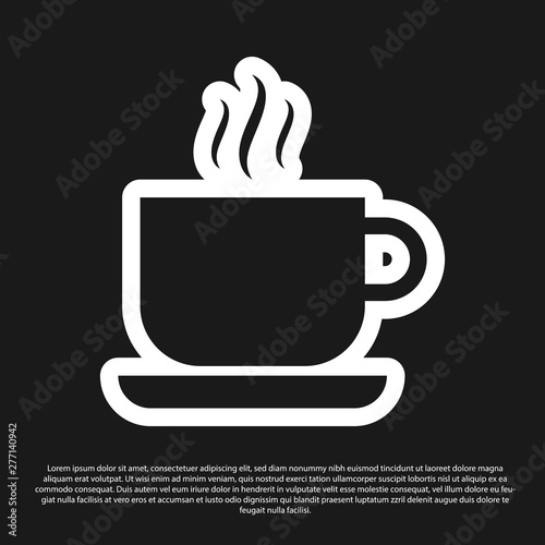 Black Coffee cup icon isolated on black background. Tea cup. Hot drink coffee. Vector Illustration