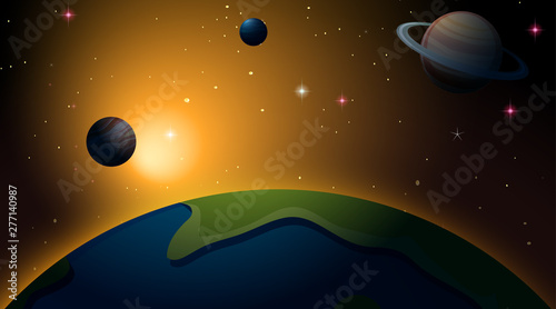 Outer space earth scene
