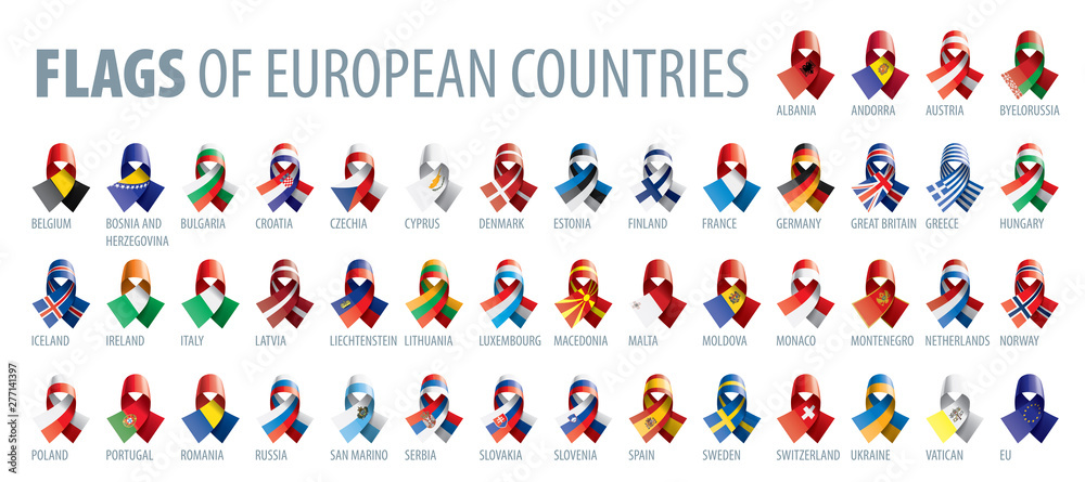 Set of flags of Europe. Vector illustration