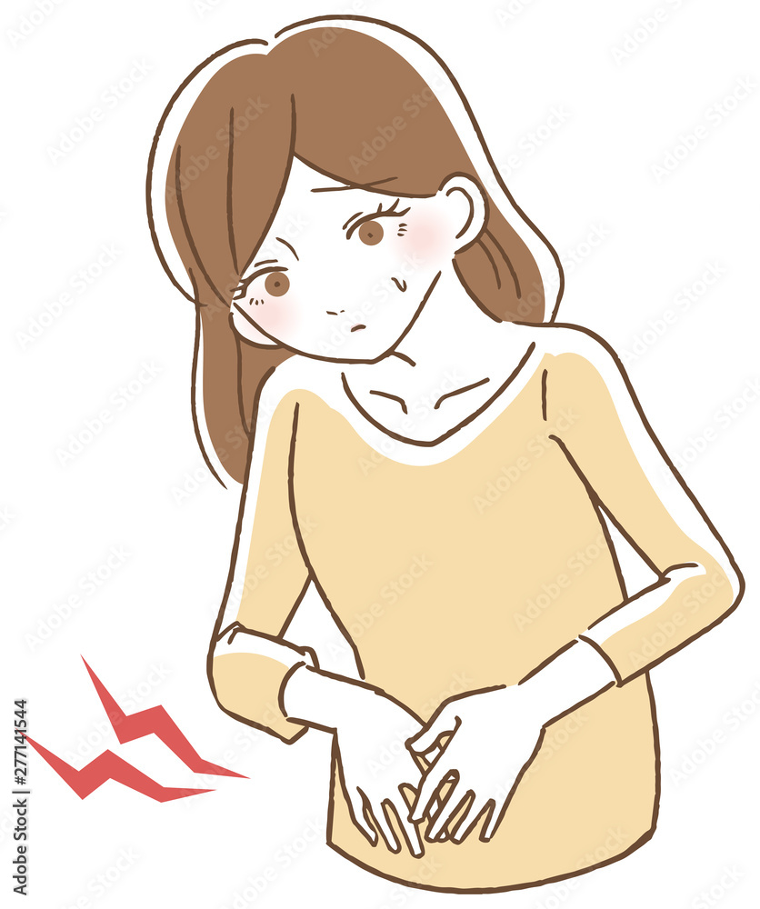 腹痛で悩む女性イラスト Stock Vector Adobe Stock