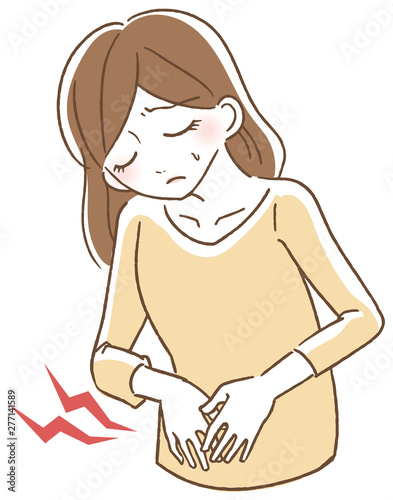 腹痛で悩む女性イラスト