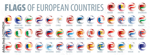 Set of flags of Europe. Vector illustration