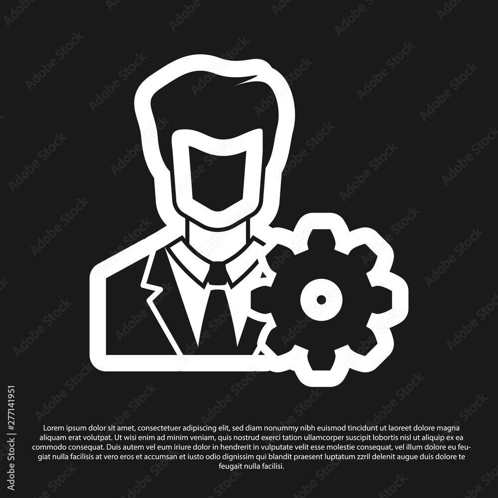 Black Profile settings icon on black background. User setting icon